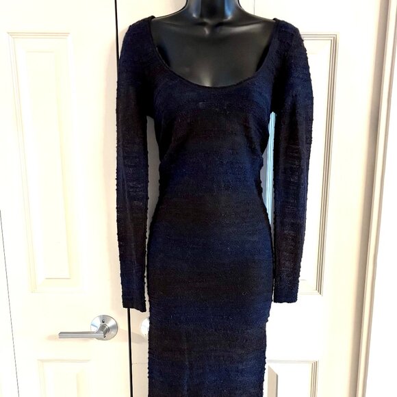 Alice + Olivia Sheer Wool-Blend Midi Dress with Silk Lining.  S - Picture 1 of 11